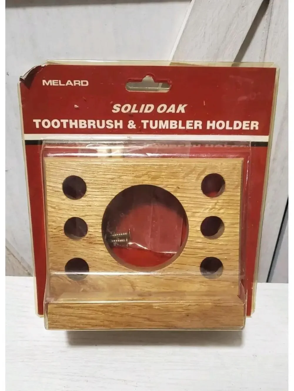 Vintage Brand New Solid Oak Wood Bathroom Melard Wall Soap & Toothbrush Holder